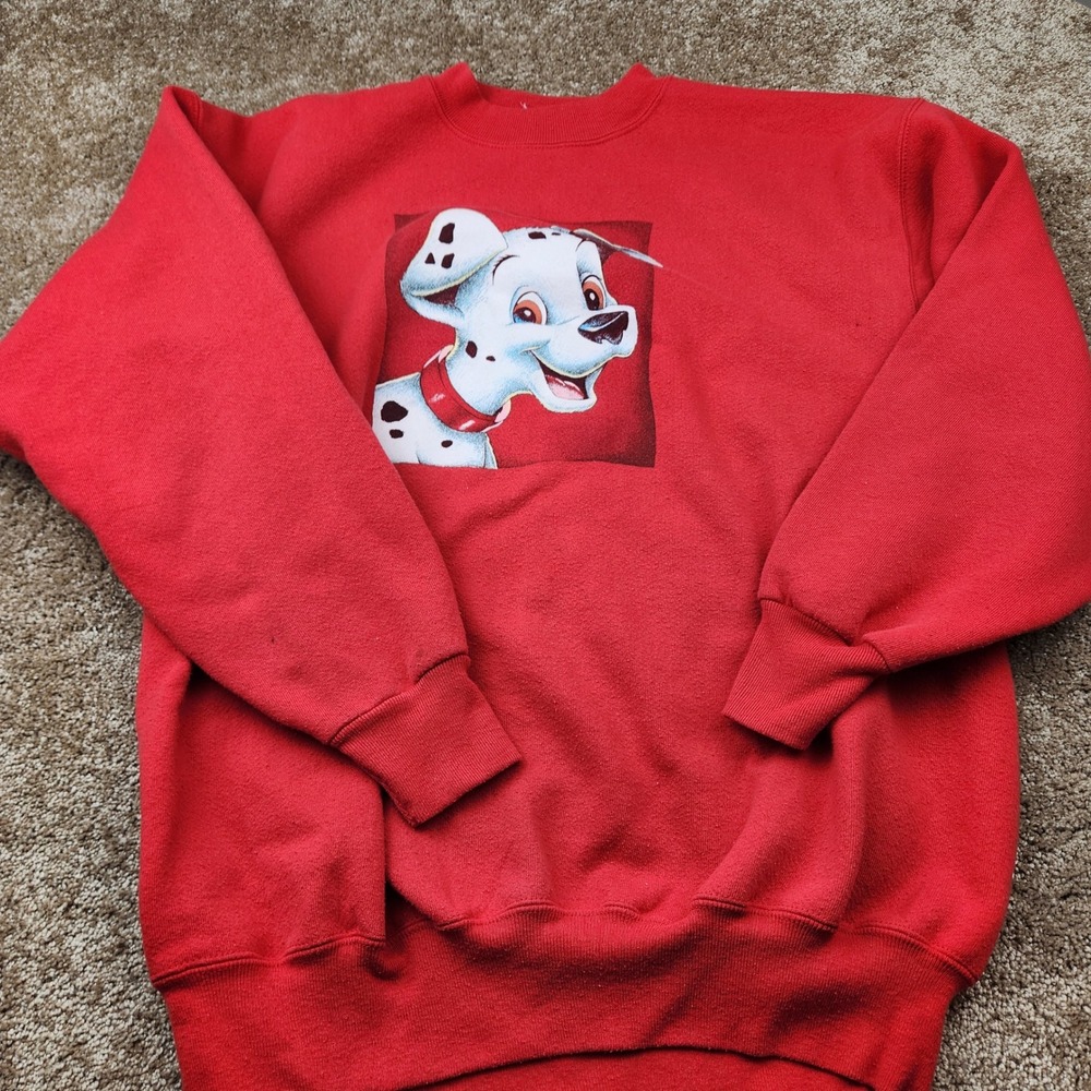 Vintage Disney Store 101 Dalmatians Red Sweatshirt Made in USA Large 90s Graphic